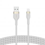 Кабель Belkin USB-A – Lightning крученый, силиконовый, с ремешком на магните 3 м белый (CAA010BT3MWH)