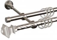 Комплект карнизу Cardinal Верді подвійний d16/16 штанга кручена/гладка 300 см сатін нікель