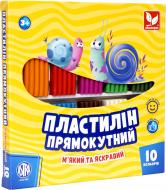 Пластилін восковий прямокутний 10 кольорів Школярик