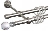 Комплект карниза Cardinal Кристалл-шар двойной d19/19 штанга витая/гладкая 240 см сатин никель