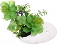 Растение искусственное суккулент в белом пластиковом горшке 16х15 см. Sensio