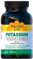 Минералы Country Life Potassium (калий) 99 мг 250 шт./уп.