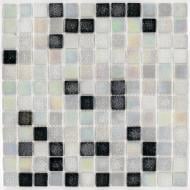 Мозаика AquaMo Розтяжка MX25- White Coral PL / Concrete Black PL елемент розтяжки ряд 5 31,7x31,7 см