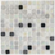 Мозаика AquaMo Розтяжка MX25- White Coral PL / Concrete Black PL елемент розтяжки ряд 6 31,7x31,7 см