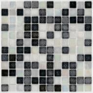 Мозаика AquaMo Розтяжка MX25- White Coral PL / Concrete Black PL елемент розтяжки ряд 3 31,7x31,7 см