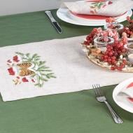 Дорожка (раннер) шишки с рябиной 40x90 см белый с рисунком Гармонiя