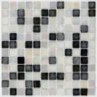 Мозаика AquaMo Розтяжка MX25- White Coral PL / Concrete Black PL елемент розтяжки ряд 4 31,7x31,7 см