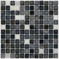 Мозаика AquaMo Розтяжка MX25- White Coral PL / Concrete Black PL елемент розтяжки ряд 1 (низ) 31,7x31,7 см