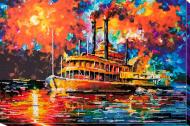 Набор для вышивания бисером на художественном холсте Теплоход AB-628 490x300 мм Абрис Арт
