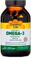 Жирные кислоты Country Life Омега-3 риб'ячий жир 1000 мг 200 капс.