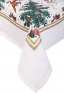 Скатертина Новорічна казка 142x142 см білий із малюнком Прованс