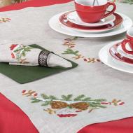 Ранер Гармонiя шишки з горобиною 90x90 см білий із червоним