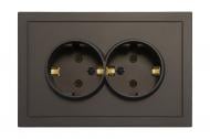 Розетка двойная с заземлением HausMark Juna IP20 коричневый 7041-2700-127BQC