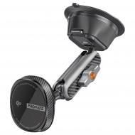 Автодержатель для телефона магнитный с беспроводной зарядкой Promate FlexDrive-Qi2 black