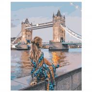 Картина по номерам Девушка на фоне Тауэрского моста VA-1539 40х50 см Strateg