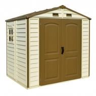 Дом садовый пластиковий StoreAll 245x168x220 см слоновая кость, коричневая крыша