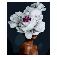 Картина по номерам Девушка с белым пионом VA-2586 40х50 см Strateg
