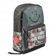 Рюкзак молодежный YES T-67 Smiley World Military boy 558282 17 л хаки