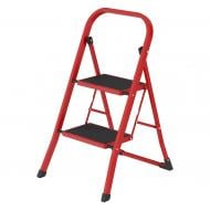 Лестница-стремянка 2 ступени с резиновым покрытием красная