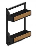 Карго Rejs для кухни 200 мм 2 полки левосторонее с доводчиком PURO WE35.0014.12.C74 матовый черный