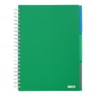 Зошит на пружині Buromax BRIGHT А4 (210x297) 120 арк. клітинка 3 розділювачі зелений