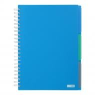 Тетрадь на пружине Buromax BRIGHT А4 (210x297) 120 лист. клетка 3 разделителя синяя