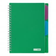 Тетрадь на пружине Buromax BRIGHT В6 (128x182) 100 лист. клетка 3 разделителя зеленый BM.24365912-04