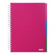 Тетрадь на пружине Buromax BRIGHT А4 (210x297) 120 лист. клетка 3 разделителя розовый BM.24345912-10