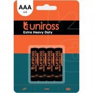 Батарейки солевые UNIROSS EXTRA HEAVY DUTY 1.5 V AAA (мизинчиковые) 4 шт.