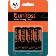 Батарейки солевые UNIROSS EXTRA HEAVY DUTY 1.5 V AA (пальчиковые) 4 шт.