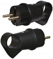 Вилка кабельная прямая ETI с кольцом PKB-AN (2Р+РE) с заземлением 250В 16А IP20 каучук черный