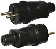 Вилка кабельная прямая ETI PKB-ST (2Р+РЕ) с заземлением 250В 16А IP20 каучук черный