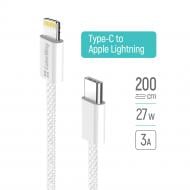Кабель ColorWay Type-C - Apple Lightning (braided cotton) (PD Fast Charging 27W) 2 м grey (CW-CBPDCL068-GR)