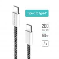 Кабель ColorWay Type-C - Type-C (braided cotton) (PD Fast Charging 60W) 3.0А 2 м black (CW-CBPDCC068-BK)