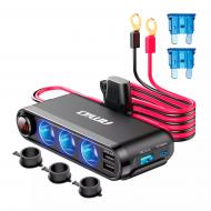 Разветвитель прикуривателя AMiO c вольтметром SOC07 PRO 12/24V (03782)