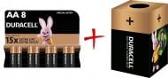 Батарейки щелочные Duracell MN1500 AA (пальчиковые) 8 шт. (+ Еко-бокс Duracell)
