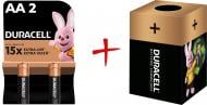 Батарейки щелочные Duracell MN1500 AA (пальчиковые) 2 шт. (+ Еко-бокс Duracell)