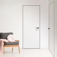 Двери скрытого монтажа MVM Outside/внешнее открывание с алюминиевым торцом анод ПГ 900 мм грунтованные под отделку