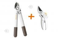 Набор садового инструмента Fiskars сучкорез белый White L32 + секатор плоскостной White P57