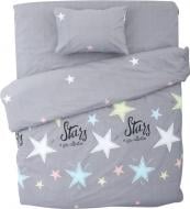 Комплект постельного белья Star color 1,5 серый с рисунком