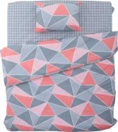 Комплект постільної білизни Rhombus 1,5 сірий із рожевим