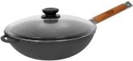 Сковорода wok чугунная съемая ручка + стеклянная крышка 24 см 1524C Biol