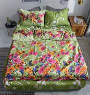 Комплект постельного белья евро 3793 цветы/Curls Green мульти Zastelli