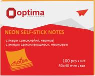 Стікери 40х50 мм 100 аркушів неон помаранчеві Optima