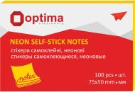 Стікери 75х50 мм 100 аркушів неон жовті Optima