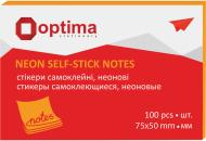 Стікери 75х50 мм 100 аркушів неон помаранчеві Optima