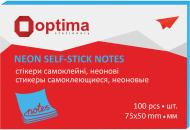 Стикеры 75х50 мм 100 листов неон голубые Optima