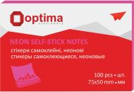 Стікери 75х50 мм 100 аркушів неон малинові Optima