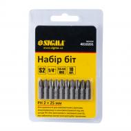 Набор бит Sigma PН2×25 мм 1/4" 10 шт S2 (блистер) 10 шт. 4010201