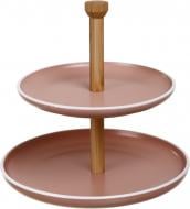 Фруктовница 2-ярусная Н 24 см коралловый 134070